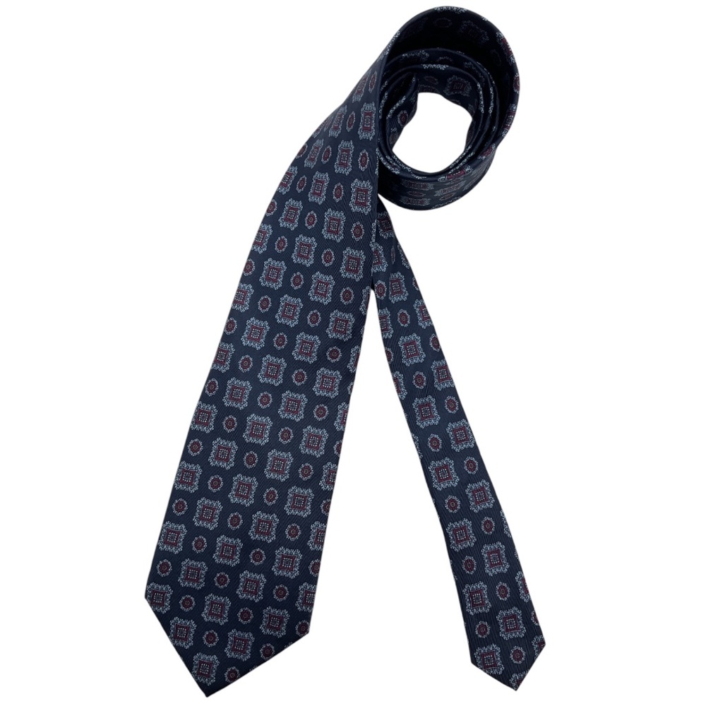 LIBERTY Blue Geometric Silk DESIGNER Tie USA